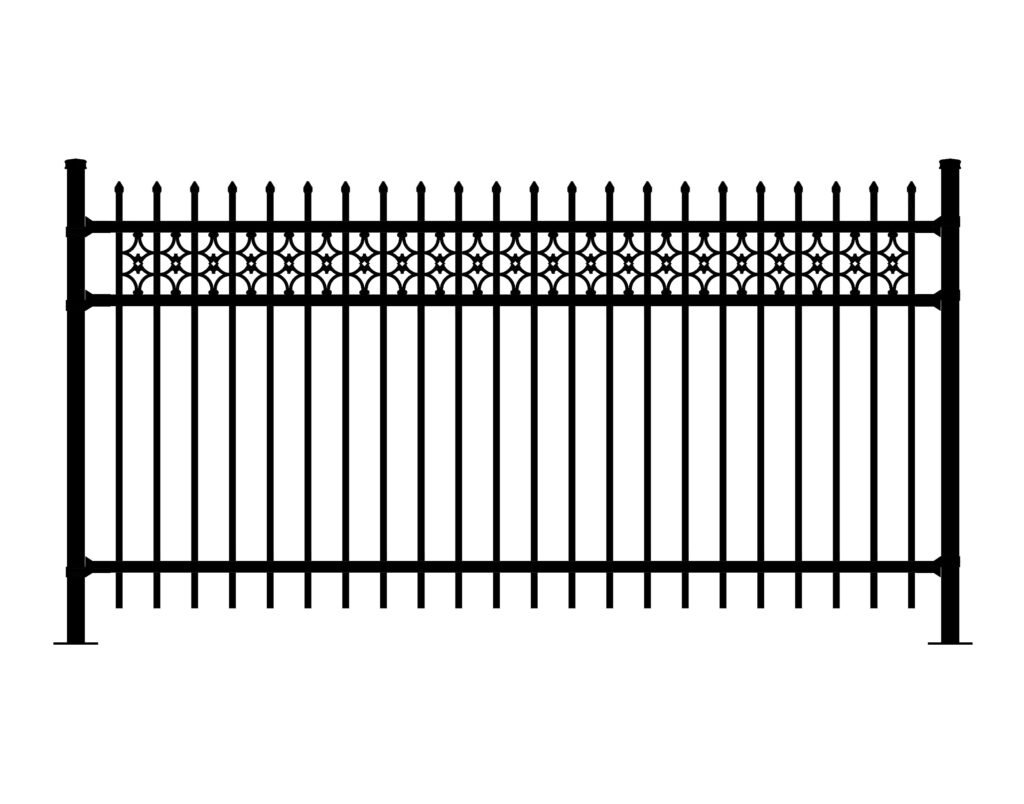 Black Aristocrat-DR-DDEP ornamental metal fence with decorative top