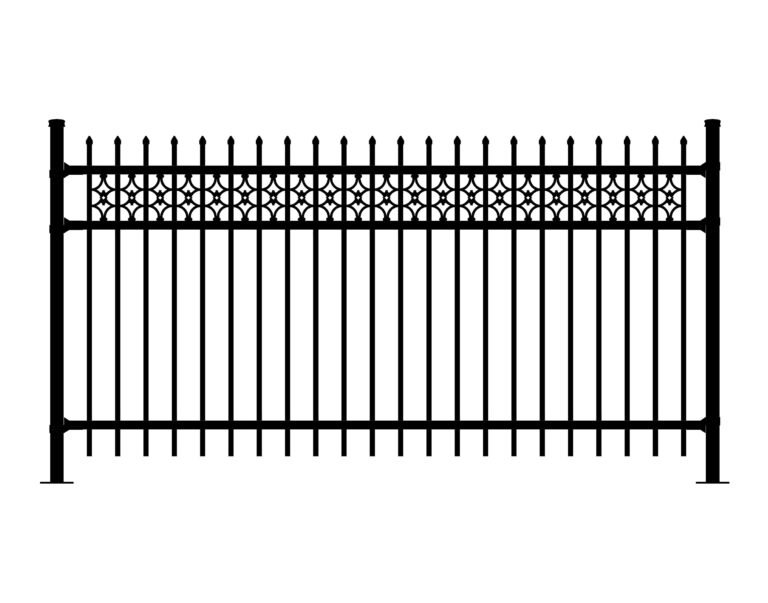 Black Aristocrat-DR-DDEP ornamental metal fence with decorative top