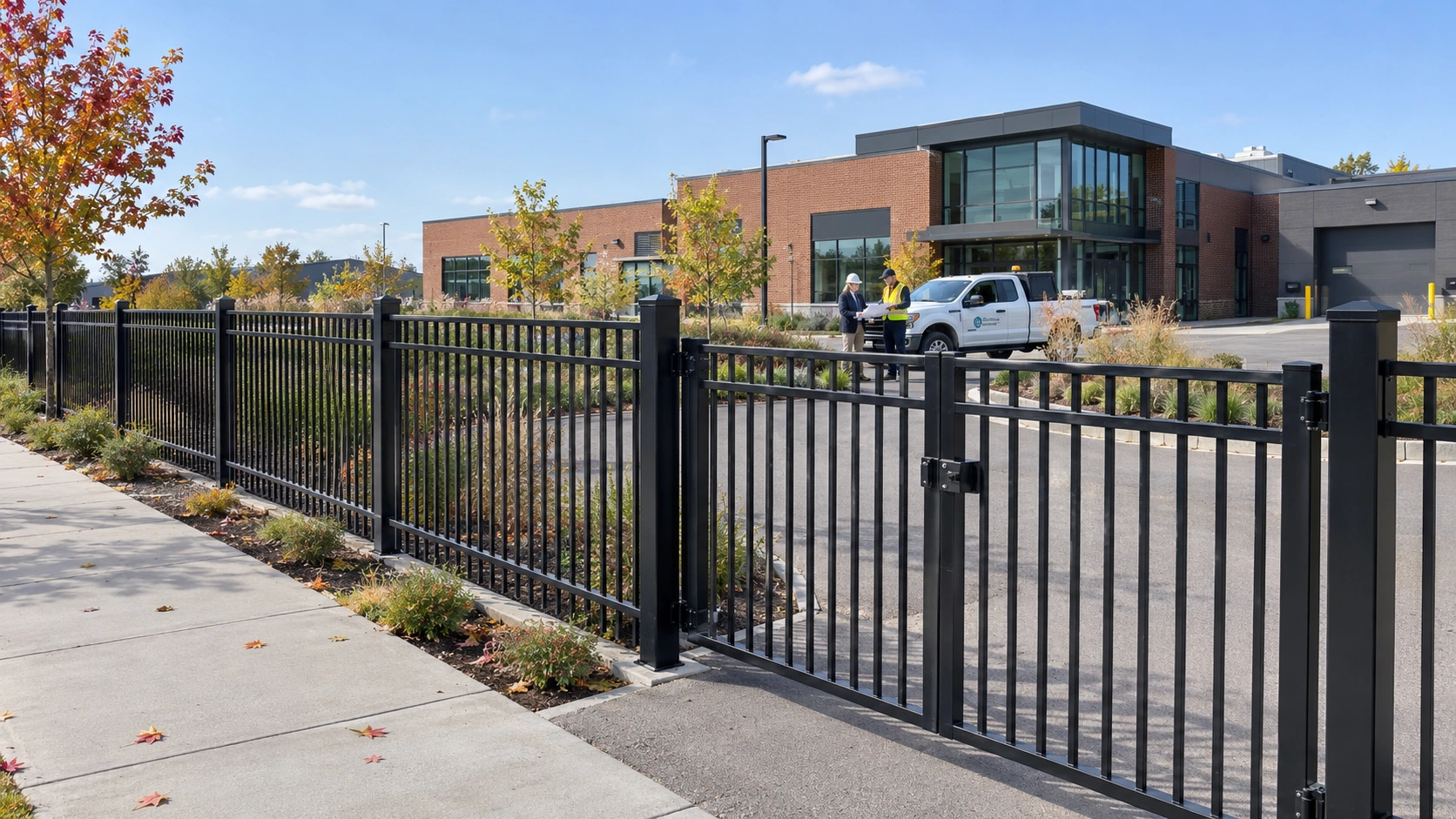 Steel fencing on a Canadian commercial project