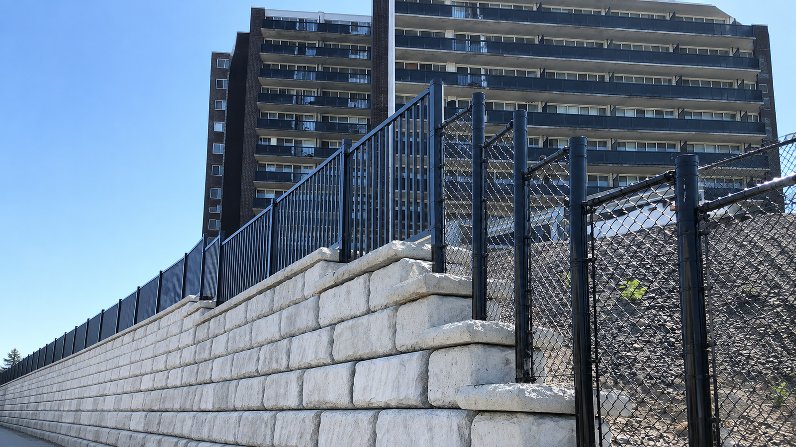 Urban High-Rise Behind Geometric Fences