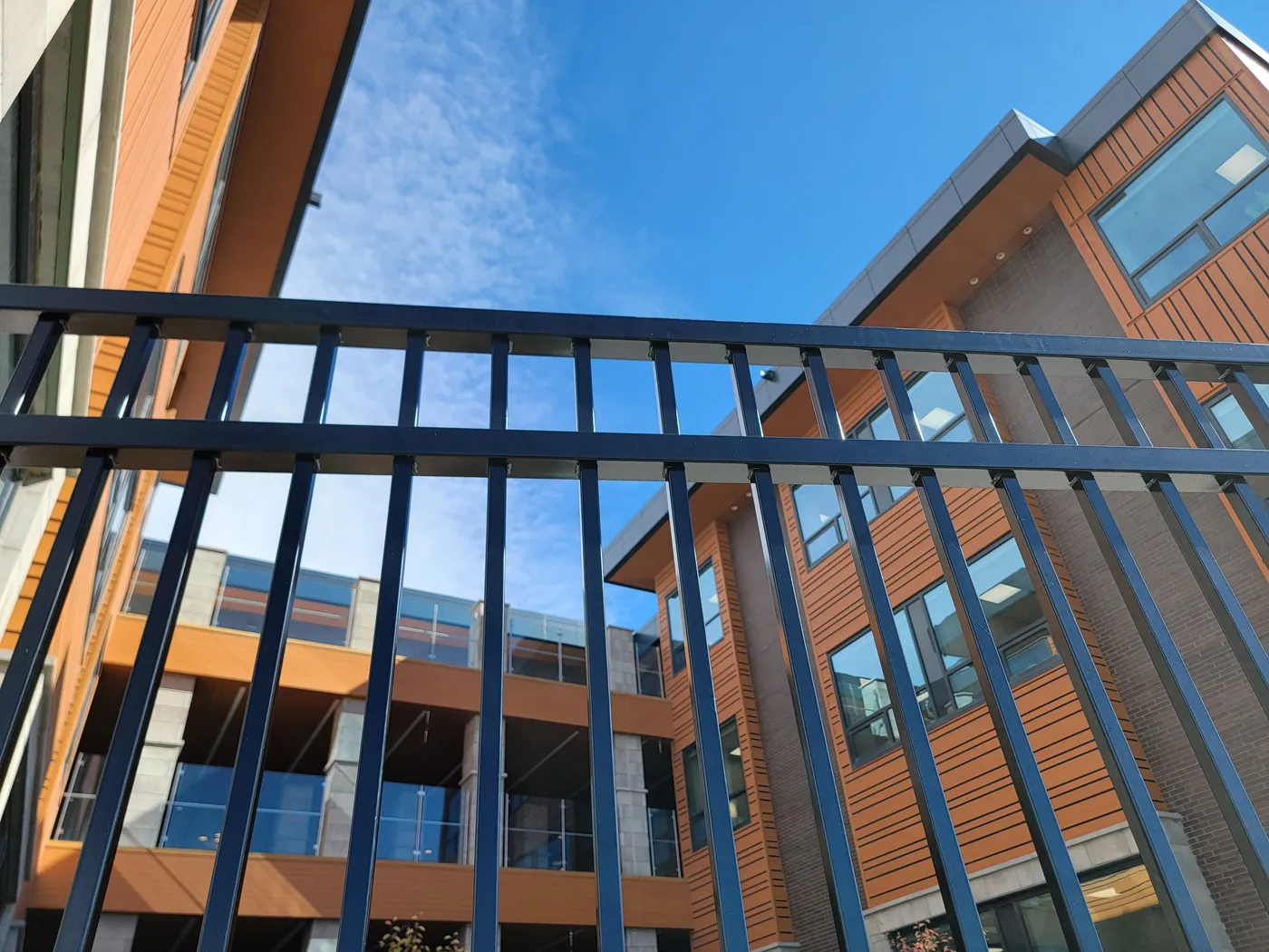 Ornamental steel fencing on a modern building project